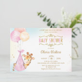 Invitation Balloons en Giraffe de Whimsical Baby shower fille (Debout devant)