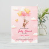 Invitation Balloons en Teddy rose Fille Baby shower (Debout devant)