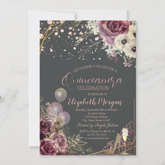 Invitation Balloons en verre Parties scintillant talons Fleur (Devant)