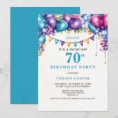 Invitation Balloons Florals Surprise 70e fête d'anniversaire (Devant / Derrière)