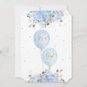 Invitation Balloons Floraux Bleus Chic Moderne Baby shower I (Dos)