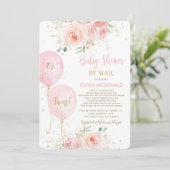 Invitation Balloons Floraux Blush Twins Baby shower par la po (Debout devant)