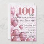 Invitation Balloons floraux rose espagnole 100e anniversaire (Devant)