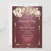 Invitation Balloons Frame Confetti Burgundy Retraite (Devant)