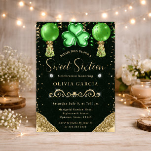 Invitation Balloons Glam Saint-Patrick Sweet Sixteen