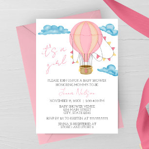 Invitation Balloons gonflables rose “C'est une fille” Baby Sh