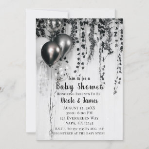 Invitation Balloons métalliques pour fête thème lierre rustiq