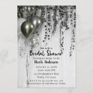Invitation Balloons métallisés verts argent Fête de mariage I