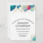 Invitation Balloons minimalistes Pastel Anniversaire (Devant)