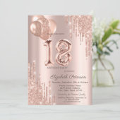 Invitation Balloons modernes Parties scintillant Rose Gold Sw (Debout devant)