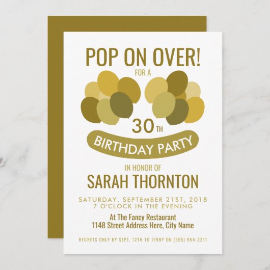 Invitation Balloons modernes tendance, Soirée d'Anniversaire (Devant / Derrière)