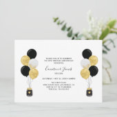 Invitation Balloons Or et Noir 50e Anniversaire de Mariage (Debout devant)