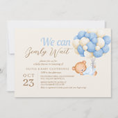 Invitation Balloons Ours En Teddy Bébé Beige Garçon Douche (Devant)