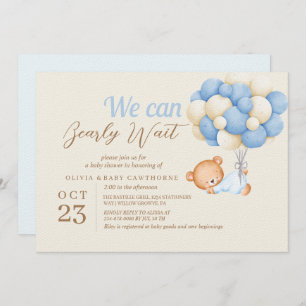 Invitation Balloons Ours En Teddy Bébé Beige Garçon Douche