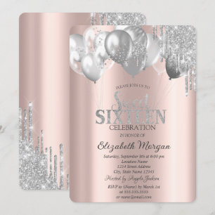 Invitation Balloons Paillettes Chic avec Gouttes de Glace