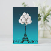 Invitation Balloons Paris Tour Eiffel Glam Chic Aquatique (Debout devant)