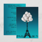 Invitation Balloons Paris Tour Eiffel Glam Chic Aquatique (Devant / Derrière)
