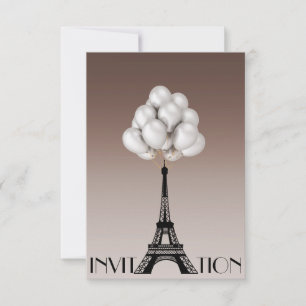 Invitation Balloons Paris Tour Eiffel Glam Chic Ivoire