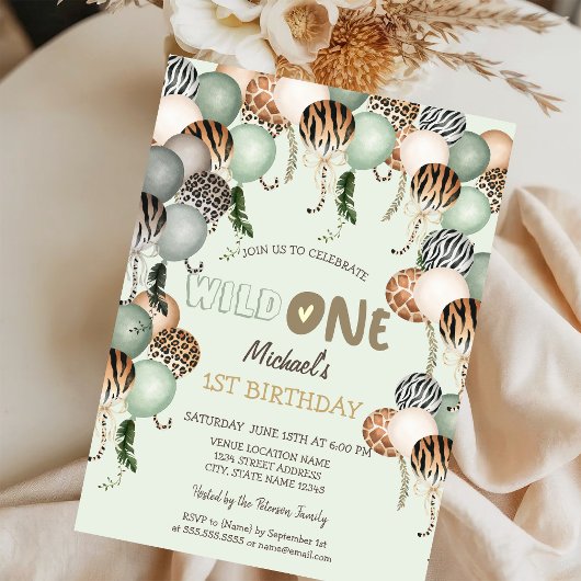 Invitation Balloons Poster de animal Aquarelle Chic 1er