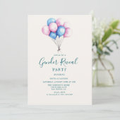 Invitation Balloons rose et bleu Fête de révélation de genre (Debout devant)