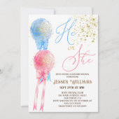 Invitation Balloons rose et bleu Révélation de genre (Devant)