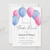 Invitation Balloons rose ou bleu Révélation de genre (Devant)