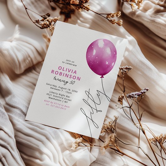 Invitation Balloons Rose Tendances 50e Anniversaire