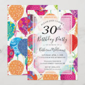 Invitation Balloons rose violet moderne 30e fête d'anniversai (Devant / Derrière)