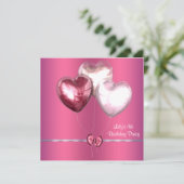 Invitation Balloons roses Filles 4e fête d'anniversaire (Debout devant)