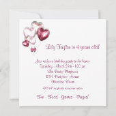 Invitation Balloons roses Filles 4e fête d'anniversaire (Dos)