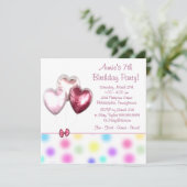 Invitation Balloons roses Filles 7e fête d'anniversaire (Debout devant)