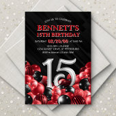 Invitation Balloons Rouges 15e Anniversaire
