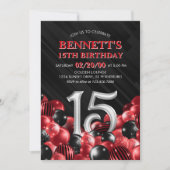 Invitation Balloons Rouges 15e Anniversaire (Devant)