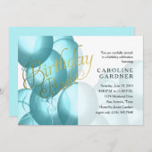 Invitation Balloons Turquoise Bash Anniversaire N'importe que (Devant / Derrière)