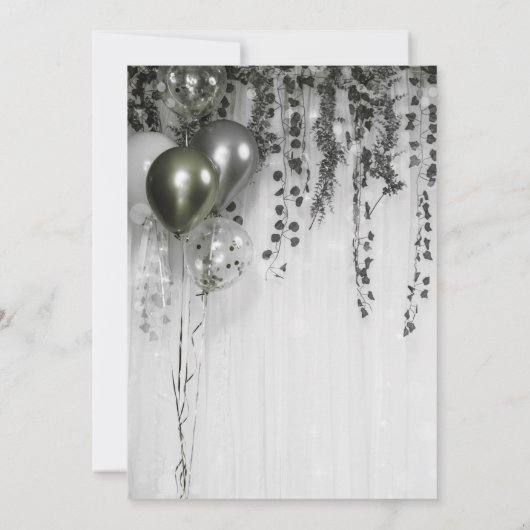 Invitation Balloons verts Silver Metallic Party Ivy Sweet 16 (Dos)