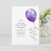 Invitation Balloons Violet Tendances 50e Anniversaire (Debout devant)