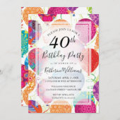 Invitation Balloons violets rose moderne 40e anniversaire (Devant / Derrière)