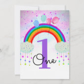Invitation Balloons Whimsical Party Rainbow Stars 1er 1 (Dos)