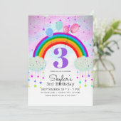 Invitation Balloons Whimsical Party Rainbow Stars Anniversair (Debout devant)