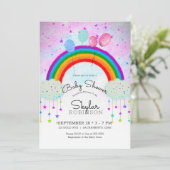 Invitation Balloons Whimsical Party Rainbow Stars Baby shower (Debout devant)