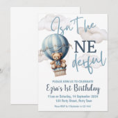 Invitation Ballotte à air chaud 1er anniversaire fête (Devant / Derrière)