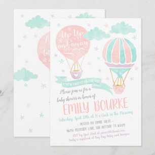 Invitation Ballotte à air chaud Baby shower vers le haut et v