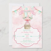 Invitation Ballotte à air chaud deuxième anniversaire Peach p (Devant)