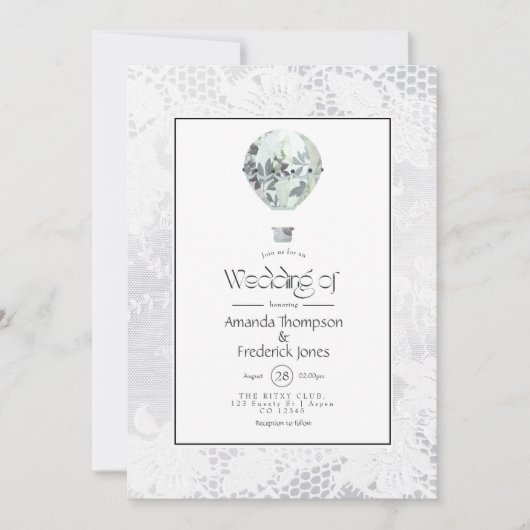 Invitation Ballotte à air chaud Mariage blanc et Mariage en d (Devant)