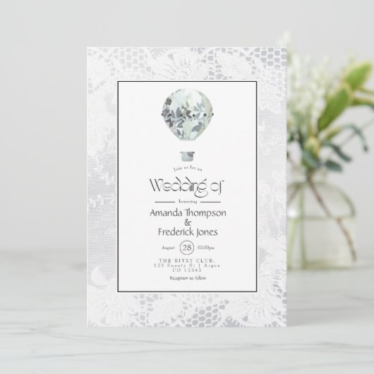 Invitation Ballotte à air chaud Mariage blanc et Mariage en d (Debout devant)