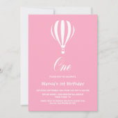 Invitation Ballotte à air chaud rose et blanc 1er anniversair (Devant)