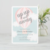 Invitation Ballotte à air chaud rose haut et loin 1er anniver (Debout devant)