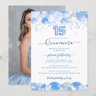 Invitation Ballotte bleu étincelle Quinceañera Photo