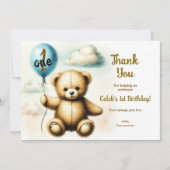 Invitation Ballotte bleu Teddy Bear Anniversaire Merci (Devant)