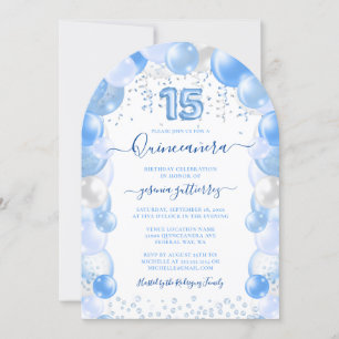 Invitation Ballotte bleue étincelle Quinceañera